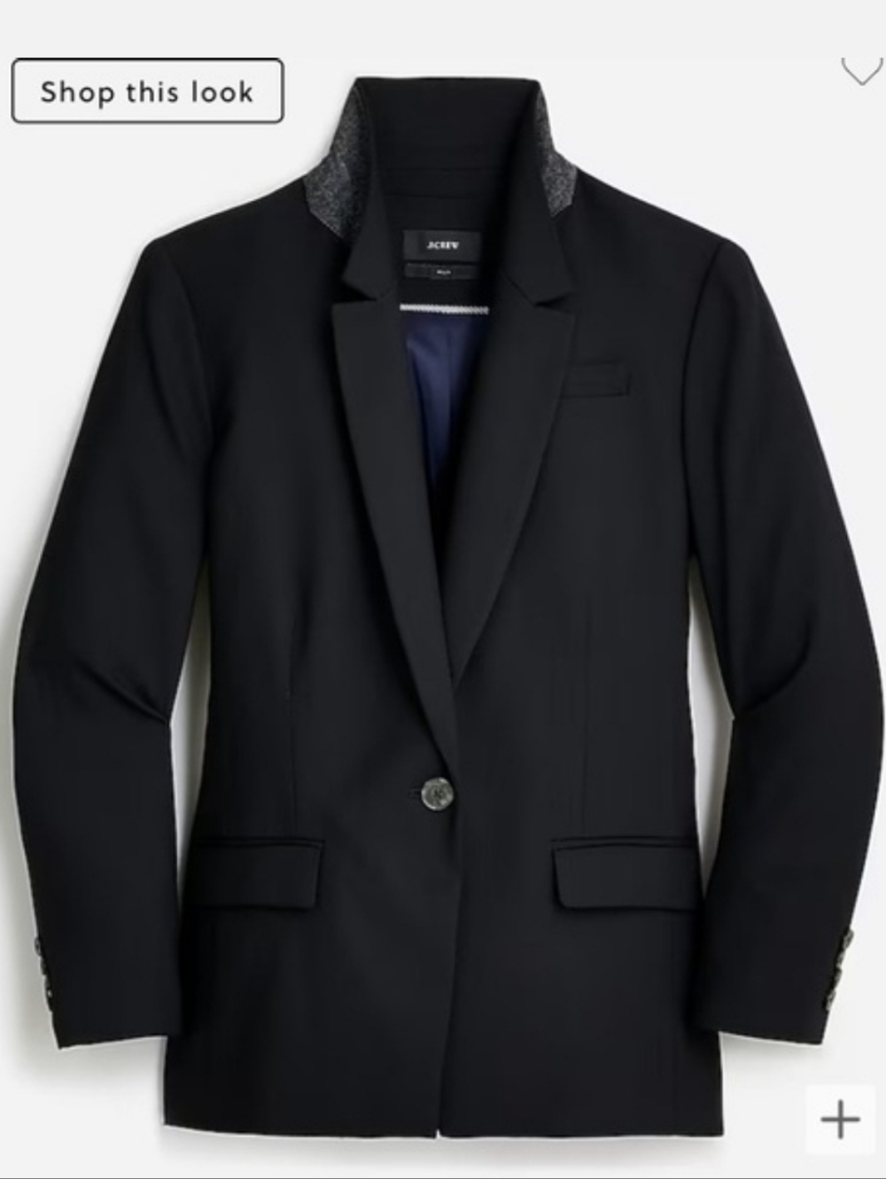 J. Crew Willa Nova Fides Italian Fabric Black Single-Button Tailored Blazer